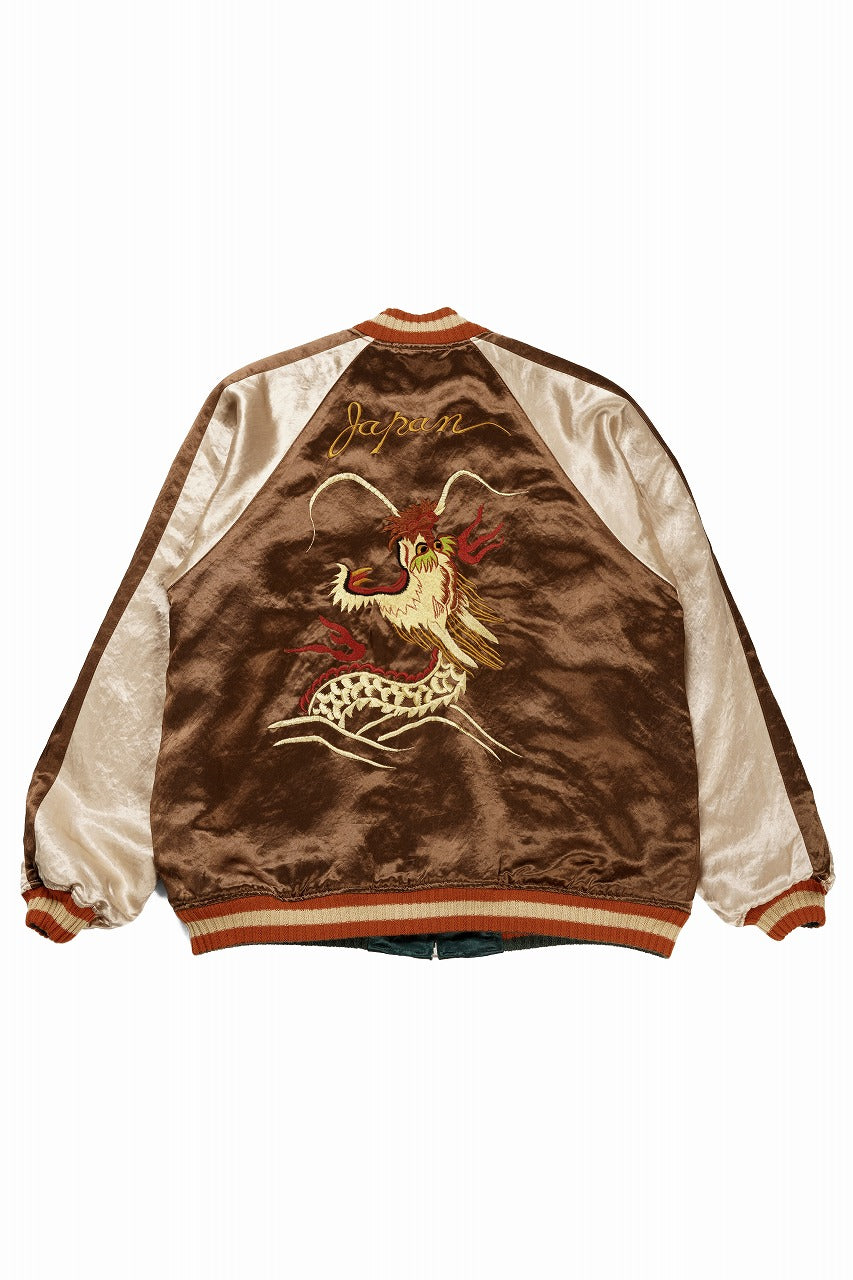 画像をギャラリービューアに読み込む, FULLCOUNT REVERSIBLE SKAJAN &quot;HAWK &amp; DRAGON&quot; (GREEN x ECRU / BROWN x ECRU)