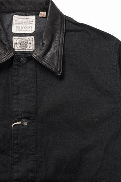 Load image into Gallery viewer, FULLCOUNT x GDC GFC2001 Leather Collar Denim Chore Jacket (BLACK)