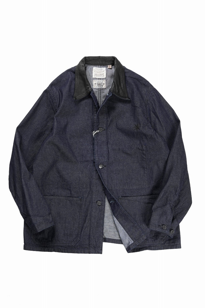 画像をギャラリービューアに読み込む, FULLCOUNT x GDC GFC2001 Leather Collar Denim Chore Jacket (INDIGO)