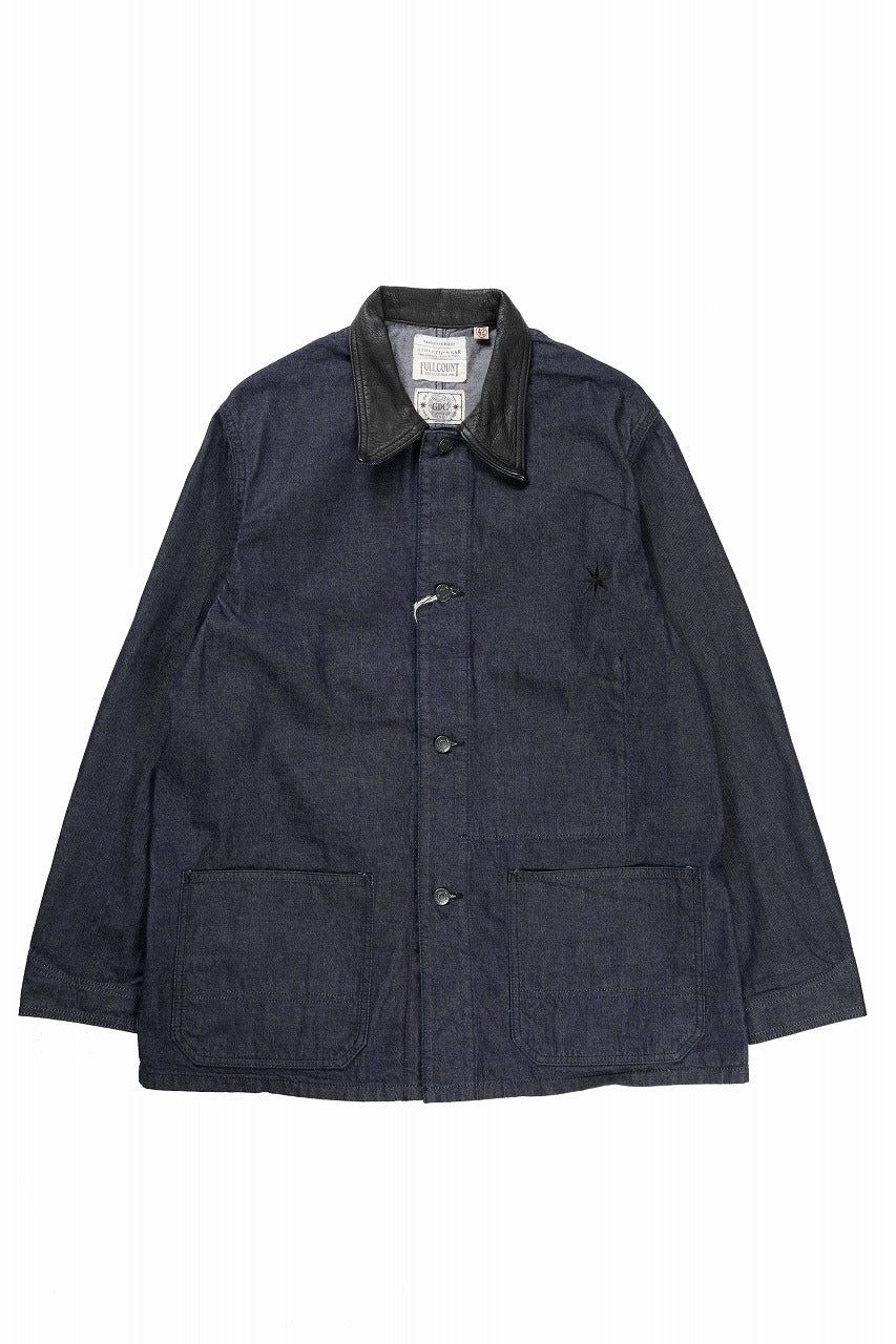 画像をギャラリービューアに読み込む, FULLCOUNT x GDC GFC2001 Leather Collar Denim Chore Jacket (INDIGO)