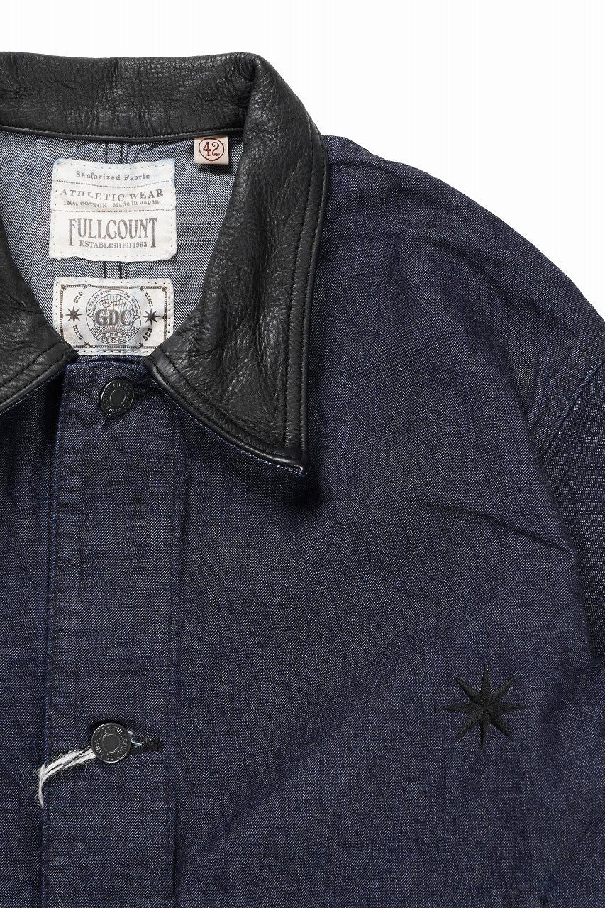 画像をギャラリービューアに読み込む, FULLCOUNT x GDC GFC2001 Leather Collar Denim Chore Jacket (INDIGO)