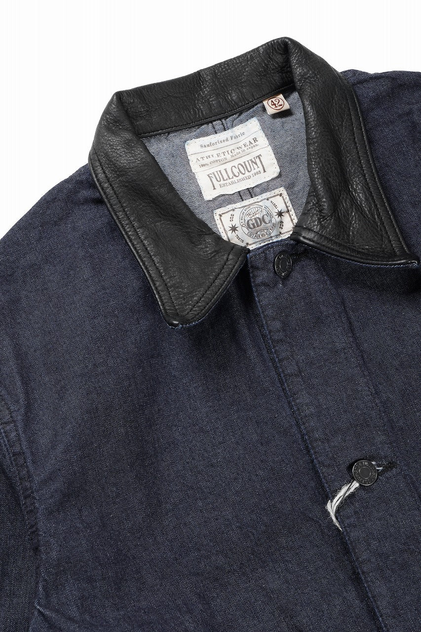 画像をギャラリービューアに読み込む, FULLCOUNT x GDC GFC2001 Leather Collar Denim Chore Jacket (INDIGO)