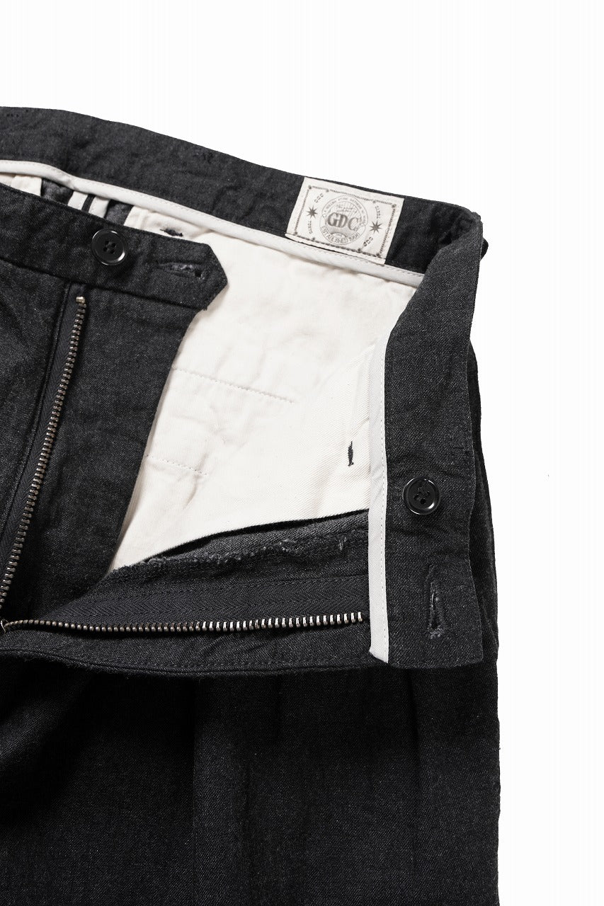 画像をギャラリービューアに読み込む, FULLCOUNT x GDC GFC1001 Big Denim Tuck Trousers (BLACK)