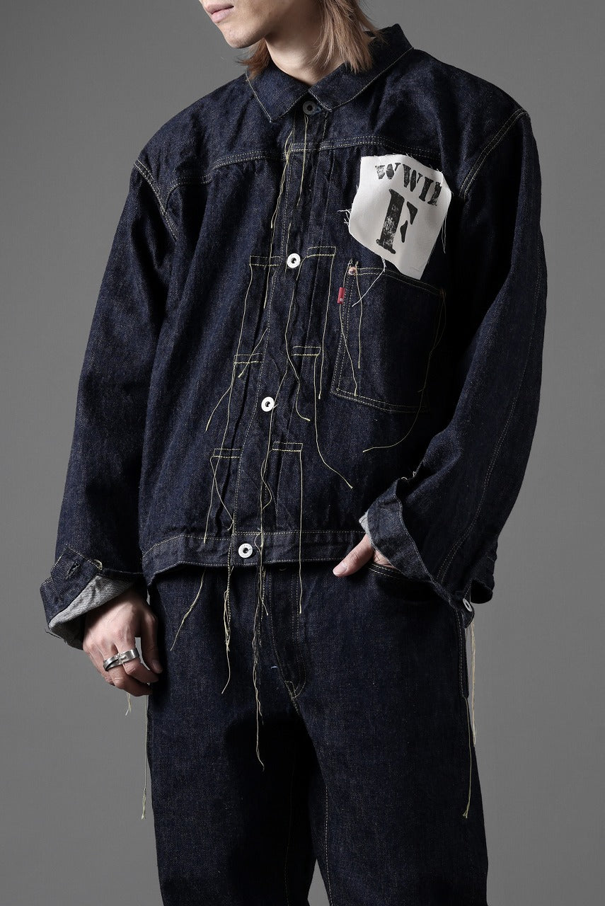 FULLCOUNT WWⅡ model Brown Cotton Denim Jacket / 13.7oz Zimbabwe Selvedge Denim (INDIGO BLUE / ONE WASHED)