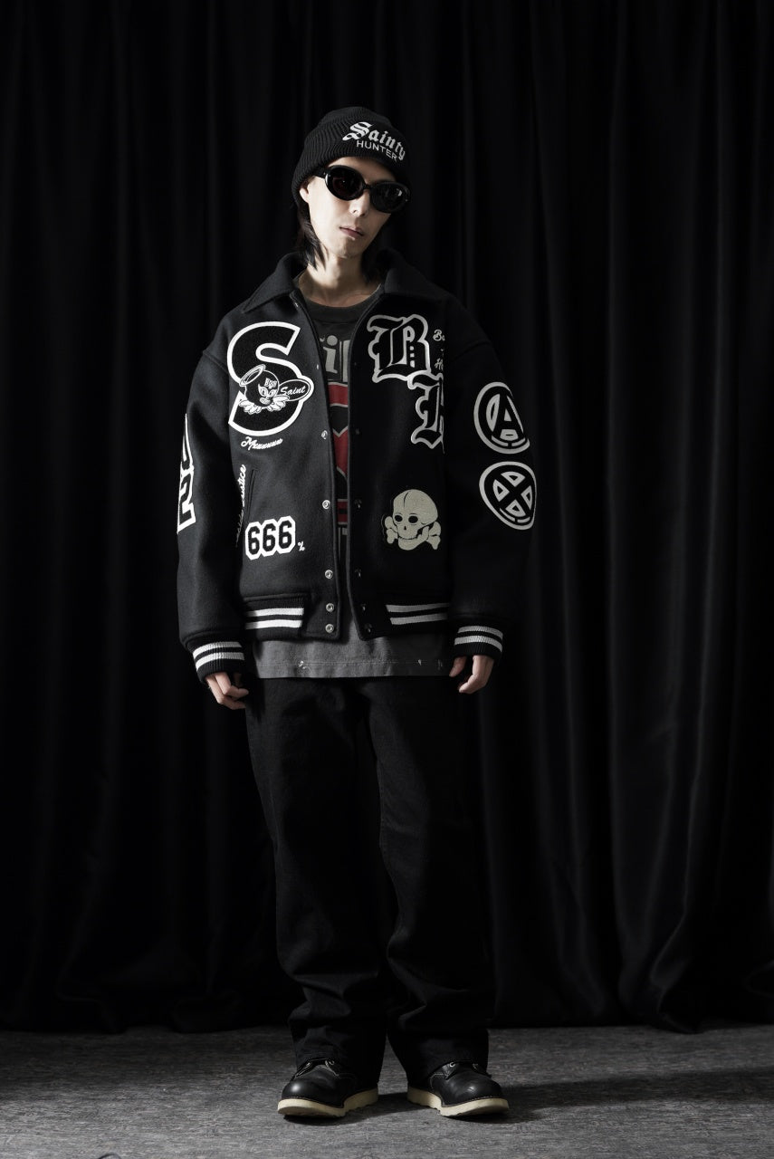 画像をギャラリービューアに読み込む, SAINT Mxxxxxx x BOUNTY HUNTER VARSITY JACKET / SAINTY HUNTER (BLACK)