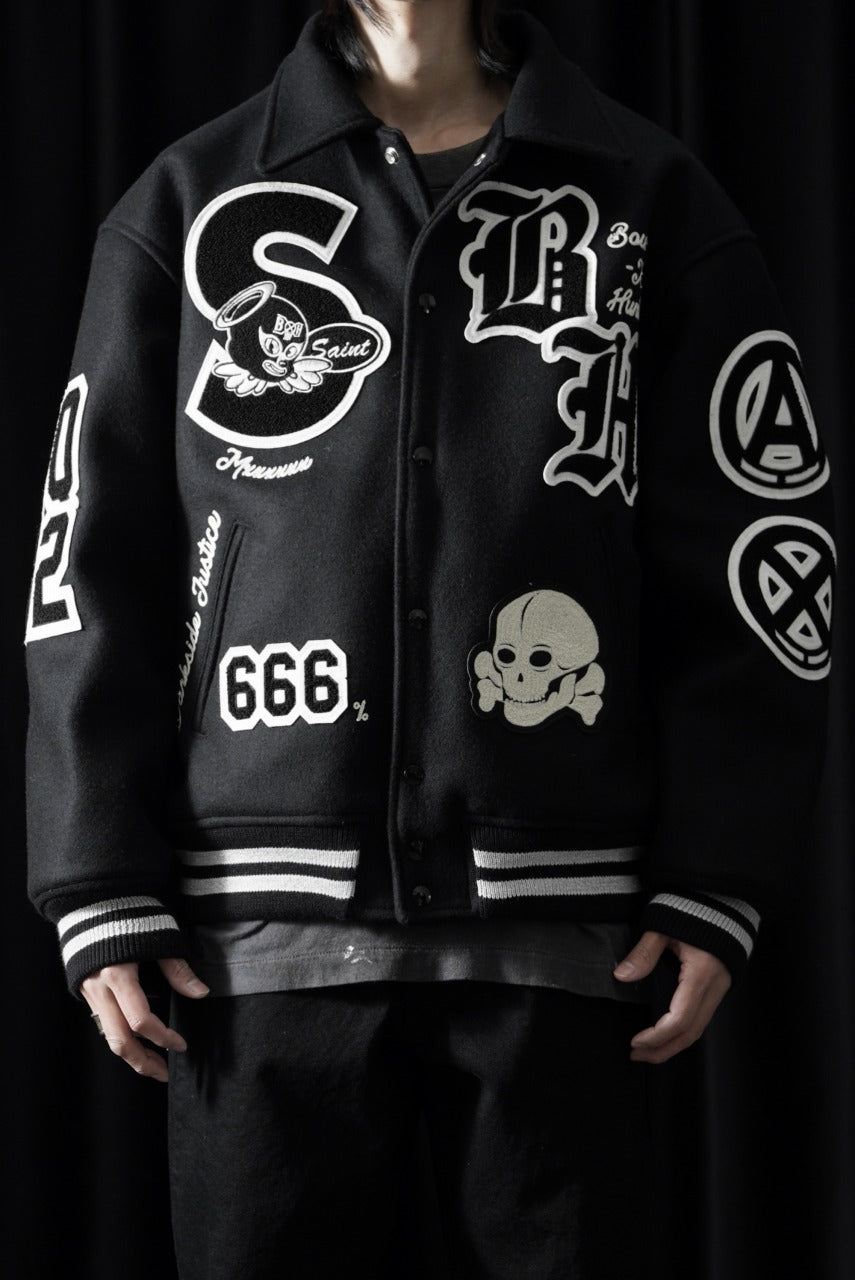 画像をギャラリービューアに読み込む, SAINT Mxxxxxx x BOUNTY HUNTER VARSITY JACKET / SAINTY HUNTER (BLACK)