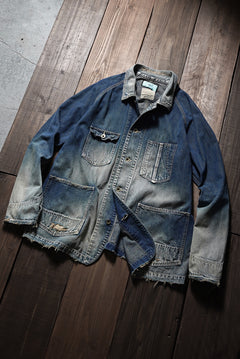 Load image into Gallery viewer, FULLCOUNT x N/07 exclusive COVER ALL JACKET / 10.5oz Zimbabwe Denim (INDIGO BLUE / EFFECTED)