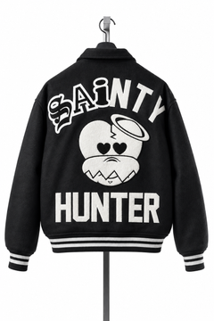 Load image into Gallery viewer, SAINT Mxxxxxx x BOUNTY HUNTER VARSITY JACKET / SAINTY HUNTER (BLACK)