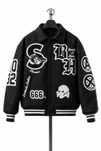 Load image into Gallery viewer, SAINT Mxxxxxx x BOUNTY HUNTER VARSITY JACKET / SAINTY HUNTER (BLACK)