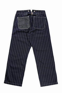 画像をギャラリービューアに読み込む, FULLCOUNT WABASH WORKERS PANTS / INDIGO DYED DRILL with WASH STAR STRIPE (INDIGO / ONE WASHED)