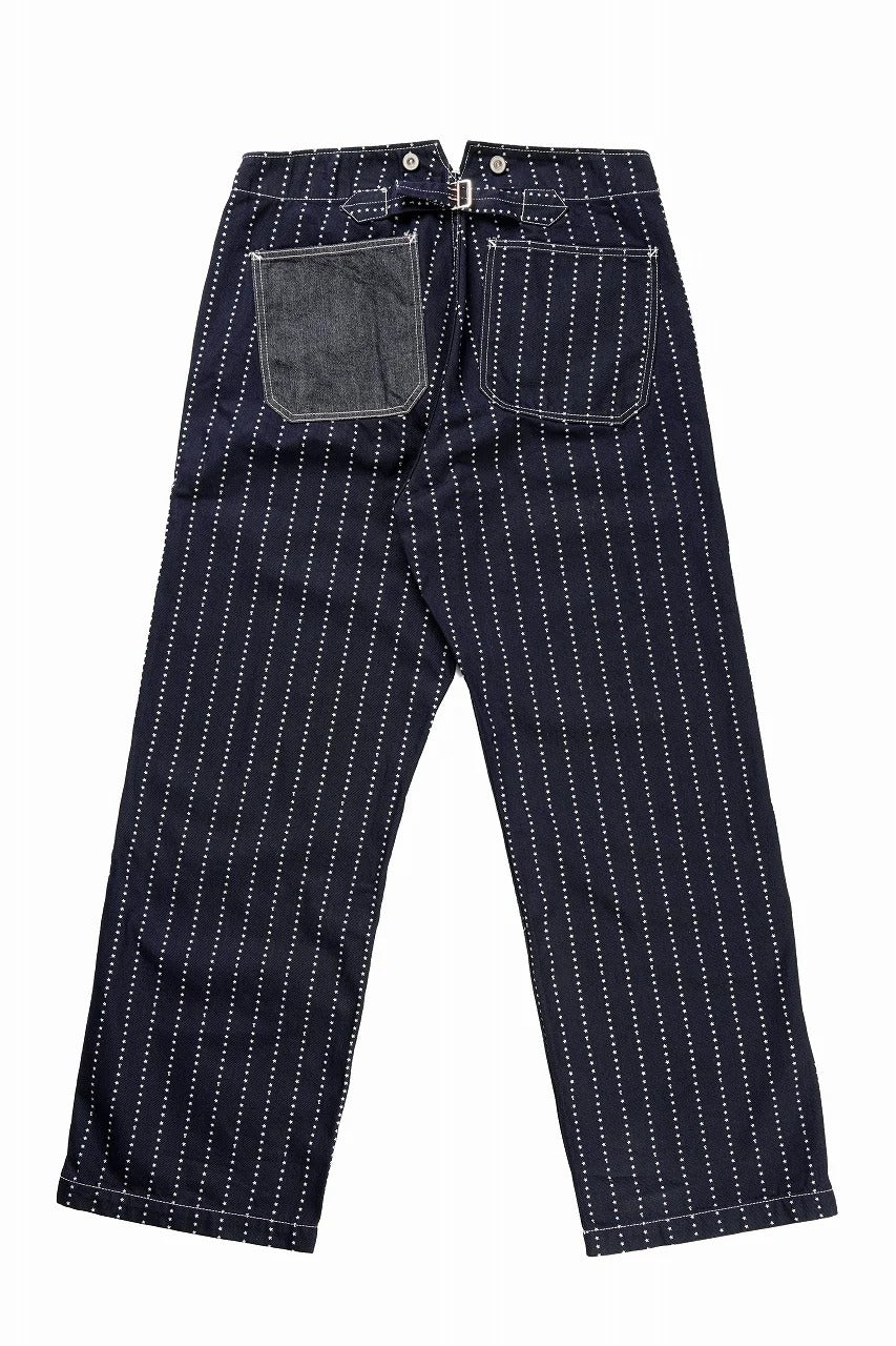 画像をギャラリービューアに読み込む, FULLCOUNT WABASH WORKERS PANTS / INDIGO DYED DRILL with WASH STAR STRIPE (INDIGO / ONE WASHED)