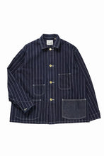 画像をギャラリービューアに読み込む, FULLCOUNT WABASH CHOREJACKET / INDIGO DYED DRILL with WASH STAR STRIPE (INDIGO / ONE WASHED)