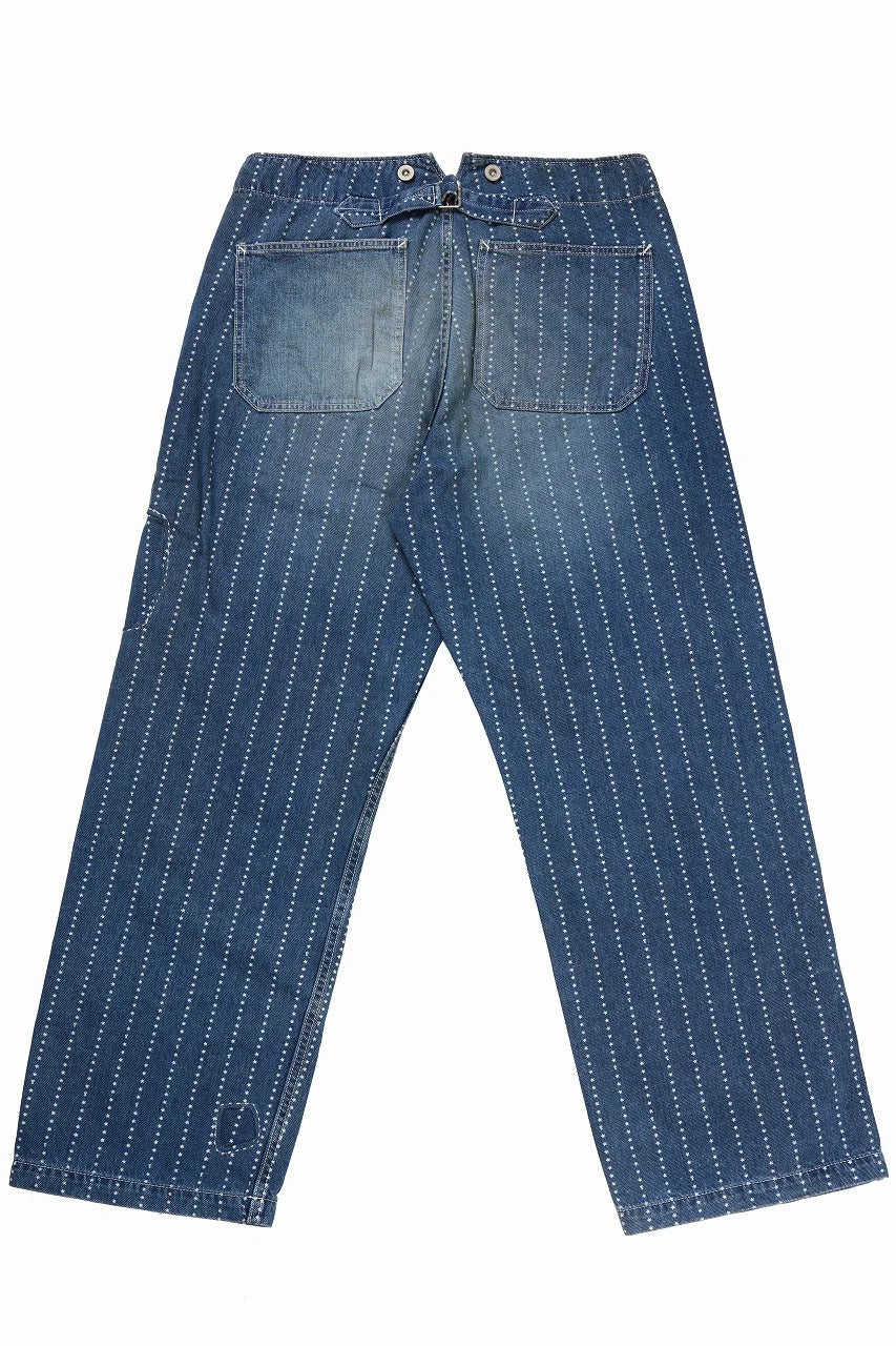 画像をギャラリービューアに読み込む, FULLCOUNT WABASH WORKERS PANTS / INDIGO DYED DRILL with WASH STAR STRIPE (INDIGO / HAND WASHED)