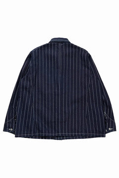 画像をギャラリービューアに読み込む, FULLCOUNT WABASH CHOREJACKET / INDIGO DYED DRILL with WASH STAR STRIPE (INDIGO / ONE WASHED)