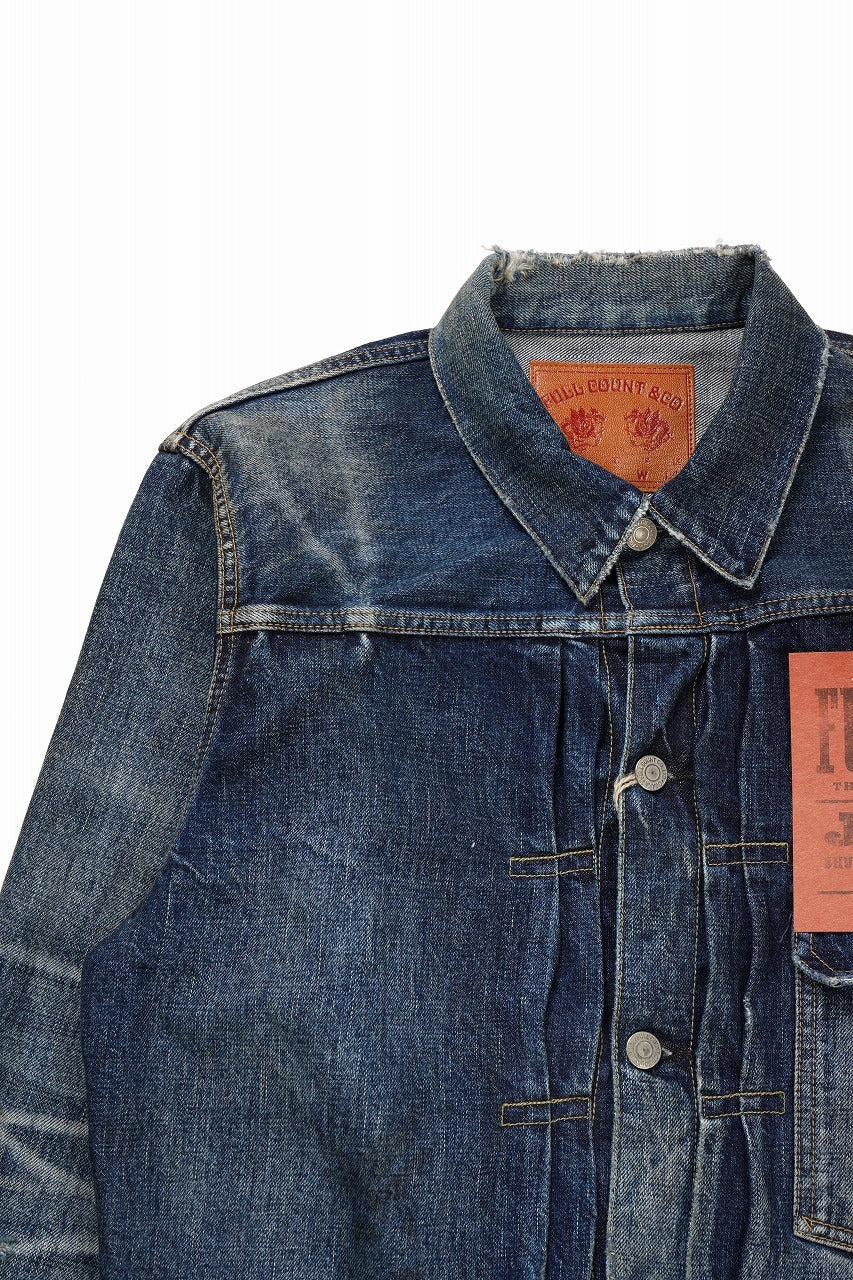 Load image into Gallery viewer, FULLCOUNT "More Than just Fear" Type 1 Denim Jacket / 13.7oz Zimbabwe Selvedge Denim (INDIGO BLUE)
