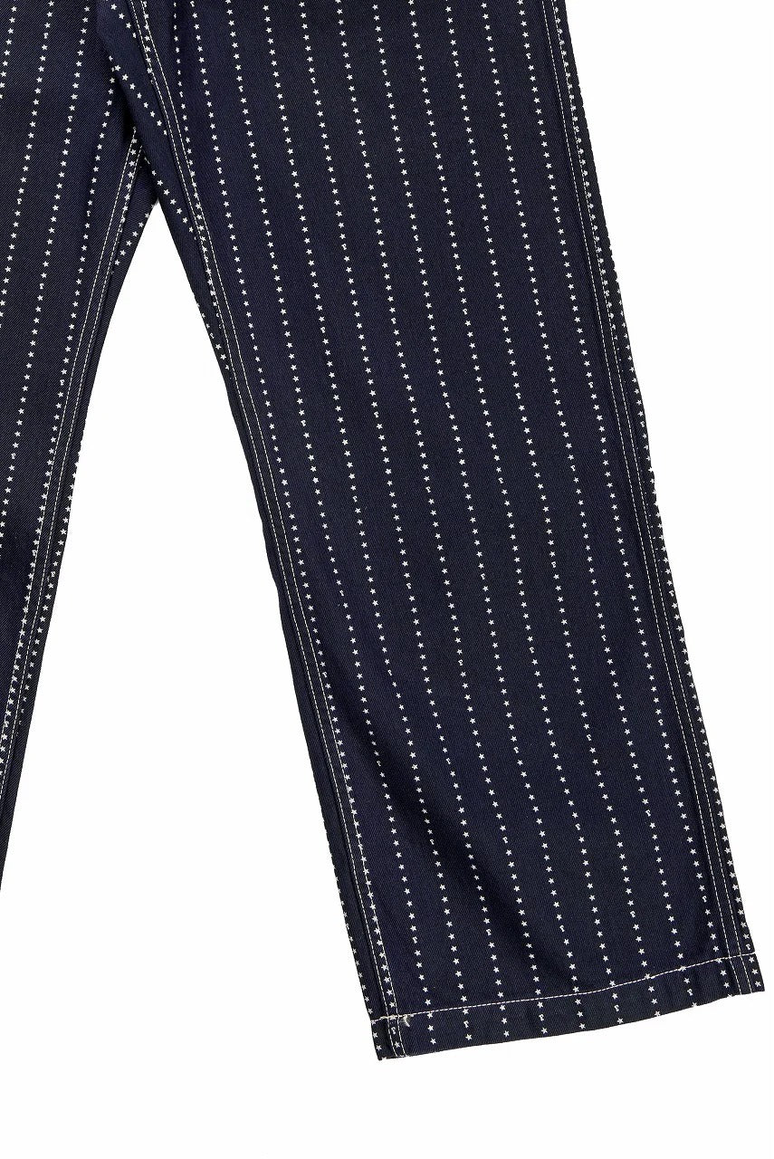 画像をギャラリービューアに読み込む, FULLCOUNT WABASH WORKERS PANTS / INDIGO DYED DRILL with WASH STAR STRIPE (INDIGO / ONE WASHED)