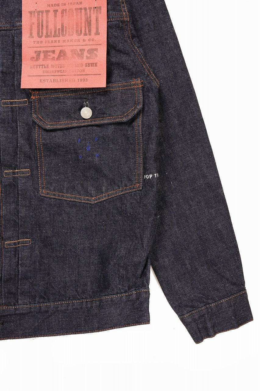 画像をギャラリービューアに読み込む, FULLCOUNT x POP TRADING COMPANY Type2 Jean Jacket / 13.7oz Zimbabwe Selvedge Denim (INDIGO BLUE)