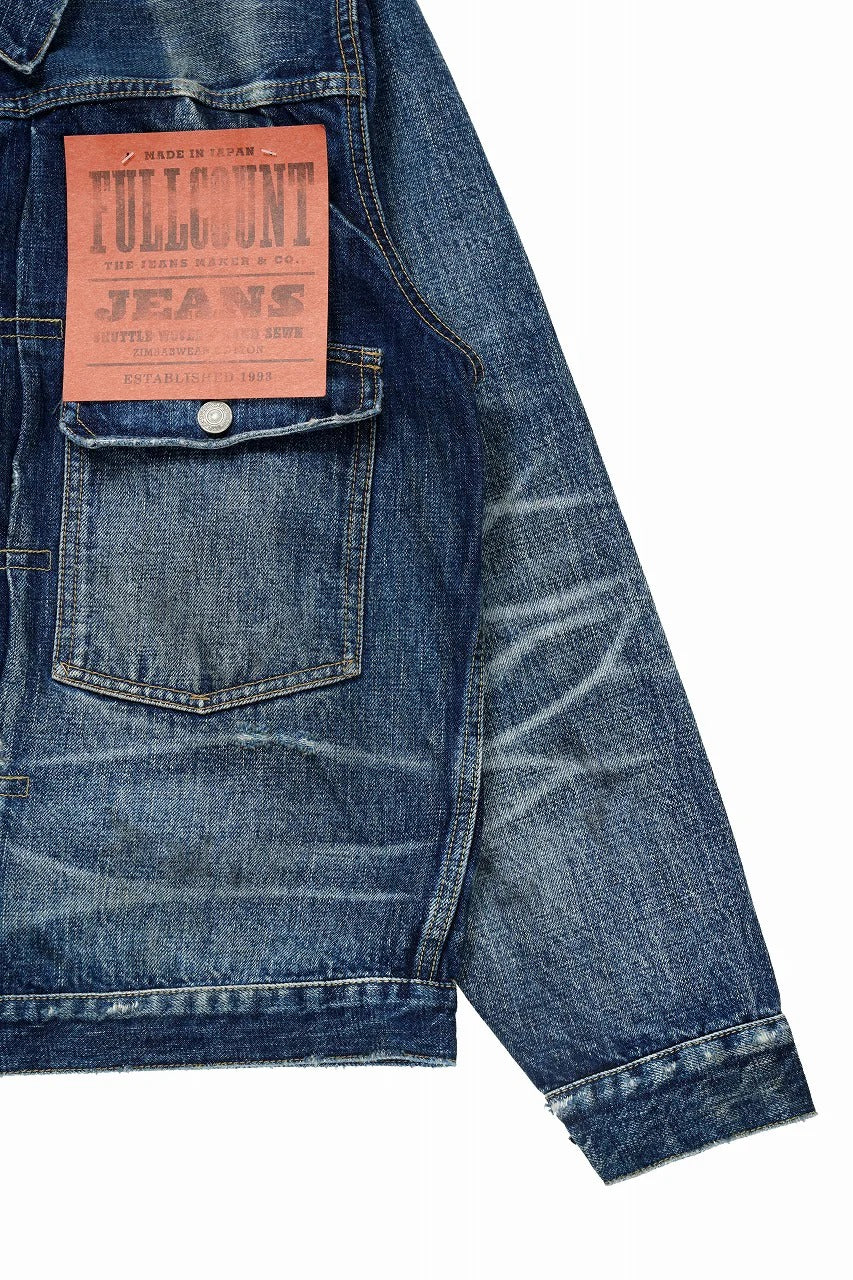 Load image into Gallery viewer, FULLCOUNT "More Than just Fear" Type 1 Denim Jacket / 13.7oz Zimbabwe Selvedge Denim (INDIGO BLUE)