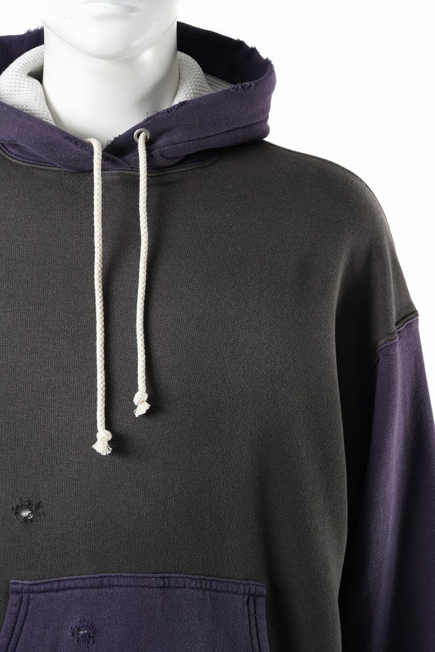 画像をギャラリービューアに読み込む, FULLCOUNT FADING DOUBLE FACE SWEAT HOODIE (EGG PLANT x BLACK)