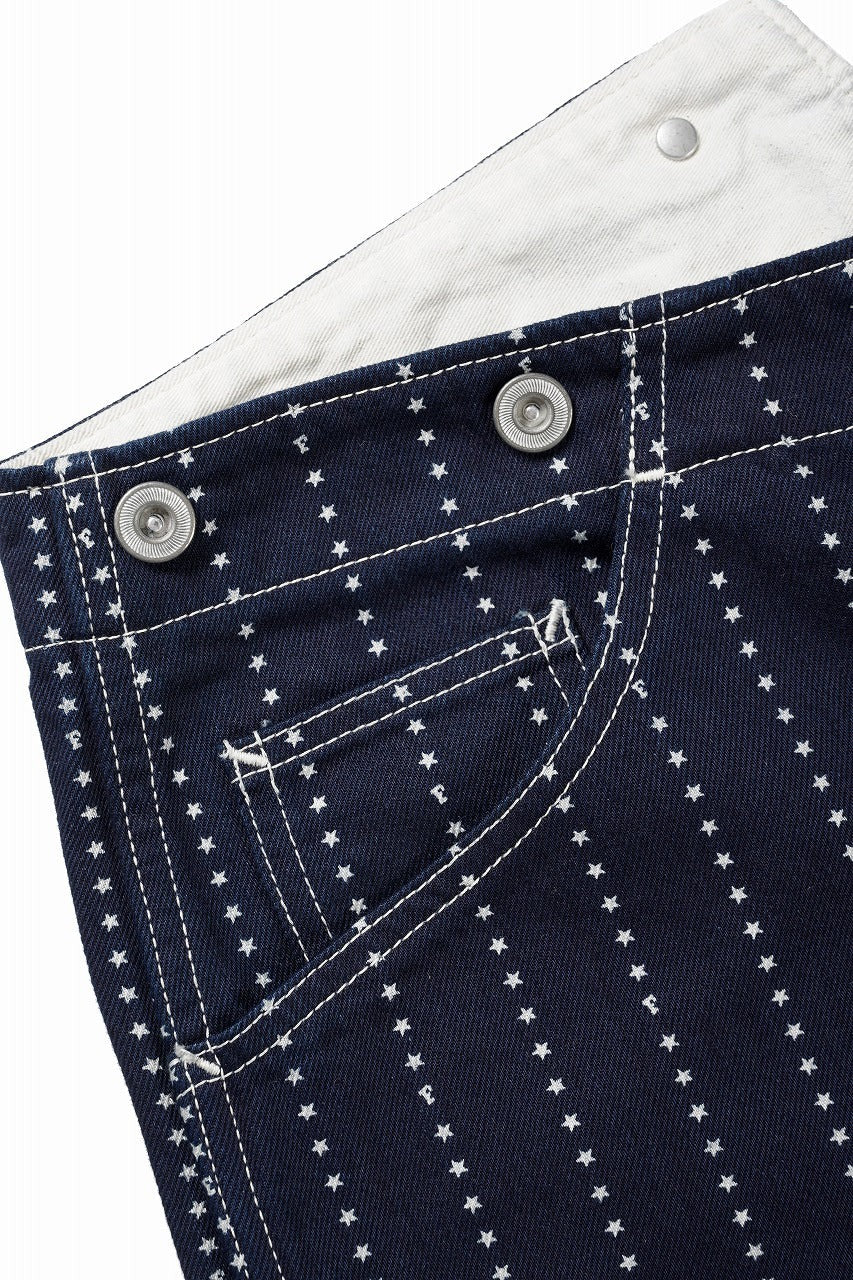 画像をギャラリービューアに読み込む, FULLCOUNT WABASH WORKERS PANTS / INDIGO DYED DRILL with WASH STAR STRIPE (INDIGO / ONE WASHED)