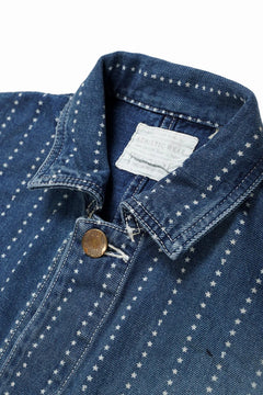 画像をギャラリービューアに読み込む, FULLCOUNT WABASH CHOREJACKET / INDIGO DYED DRILL with WASH STAR STRIPE (INDIGO / HAND WASHED)