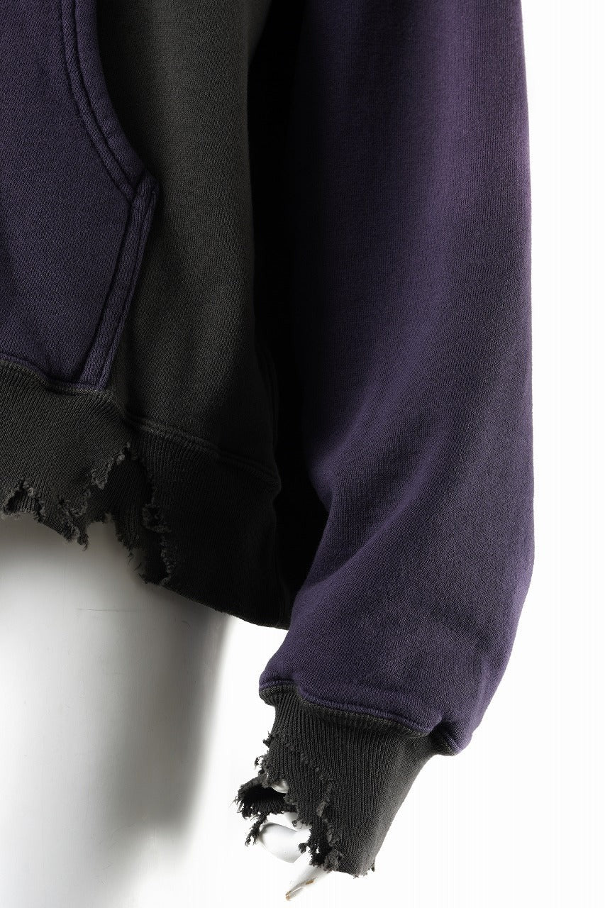 画像をギャラリービューアに読み込む, FULLCOUNT FADING DOUBLE FACE SWEAT HOODIE (EGG PLANT x BLACK)