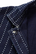 画像をギャラリービューアに読み込む, FULLCOUNT WABASH CHOREJACKET / INDIGO DYED DRILL with WASH STAR STRIPE (INDIGO / ONE WASHED)
