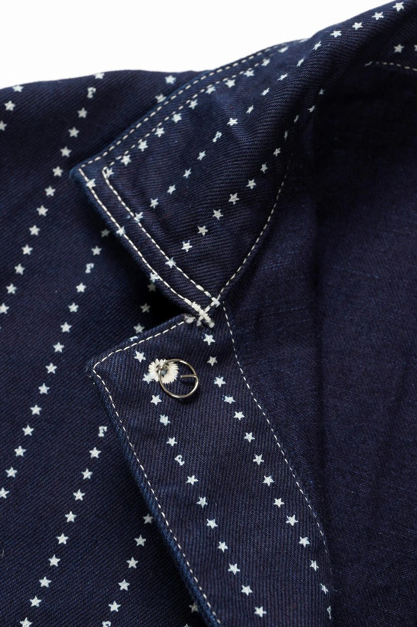 画像をギャラリービューアに読み込む, FULLCOUNT WABASH CHOREJACKET / INDIGO DYED DRILL with WASH STAR STRIPE (INDIGO / ONE WASHED)