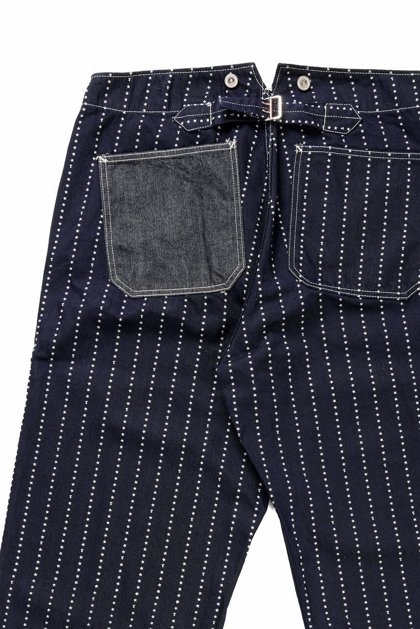 画像をギャラリービューアに読み込む, FULLCOUNT WABASH WORKERS PANTS / INDIGO DYED DRILL with WASH STAR STRIPE (INDIGO / ONE WASHED)