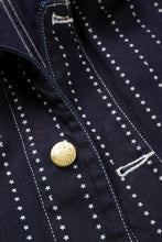画像をギャラリービューアに読み込む, FULLCOUNT WABASH CHOREJACKET / INDIGO DYED DRILL with WASH STAR STRIPE (INDIGO / ONE WASHED)