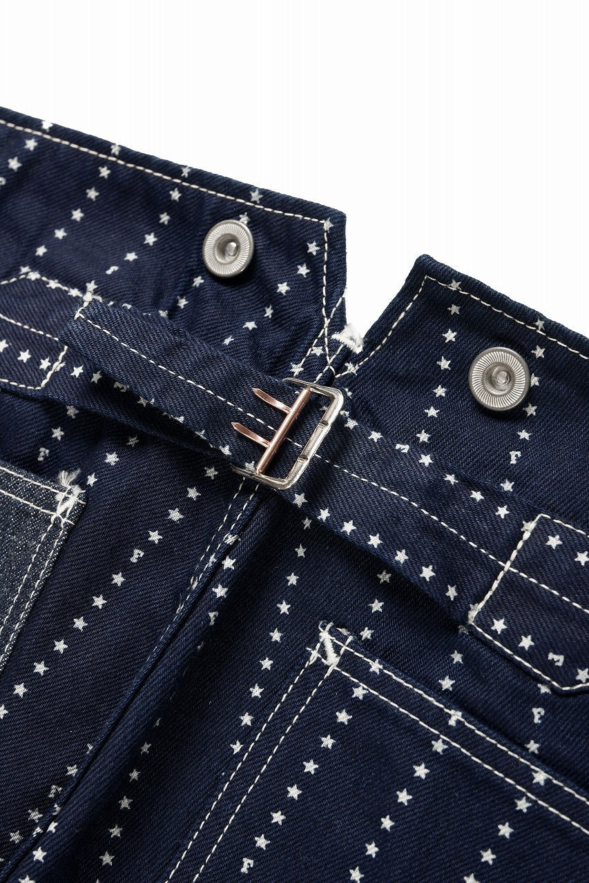 画像をギャラリービューアに読み込む, FULLCOUNT WABASH WORKERS PANTS / INDIGO DYED DRILL with WASH STAR STRIPE (INDIGO / ONE WASHED)