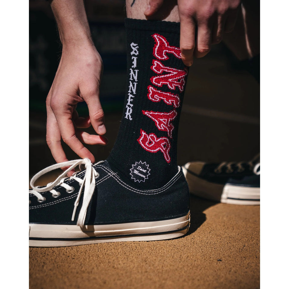 画像をギャラリービューアに読み込む, SAINT Mxxxxxx SOCKS / SAINT (BLACK+RED)
