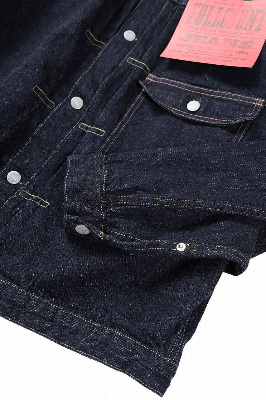 Load image into Gallery viewer, FULLCOUNT 2107W Type-1 Jean Jacket / 13.7oz Zimbabwe Selvedge Denim (INDIGO BLUE / ONE WASHED)