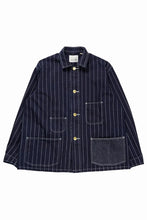 画像をギャラリービューアに読み込む, FULLCOUNT WABASH CHOREJACKET / INDIGO DYED DRILL with WASH STAR STRIPE (INDIGO / ONE WASHED)