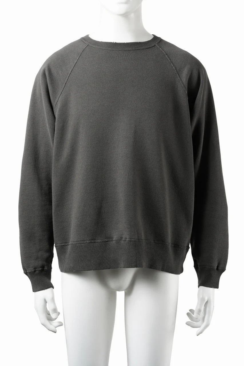 画像をギャラリービューアに読み込む, FULLCOUNT FADING RAGLAN SLEEVE SWEAT SHIRT (DAMAGE LESS / BLACK)