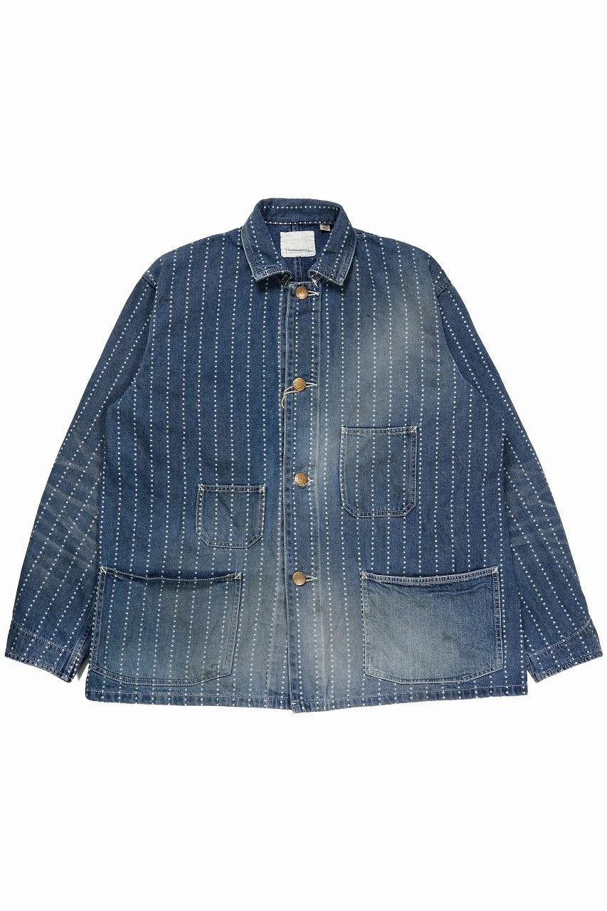 FULLCOUNT WABASH CHOREJACKET / INDIGO DYED DRILL with WASH STAR STRIPE (INDIGO / HAND WASHED)
